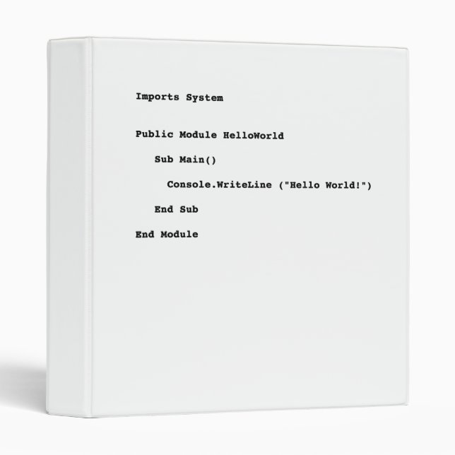 Classeur Accueil du monde de Visual Basic Hello (Devant/Côté)