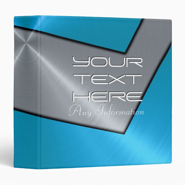 Classeur Acier inoxydable argenté et bleu brillant (Devant/Côté)