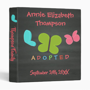 Classeur Adoption adoptée de papillon - nom fait sur