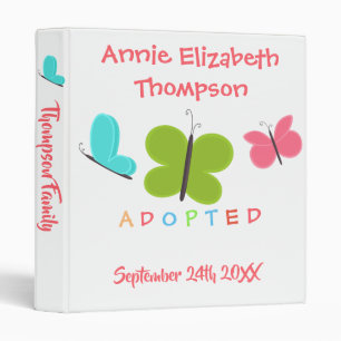 Classeur Adoption adoptée de papillon - nom fait sur