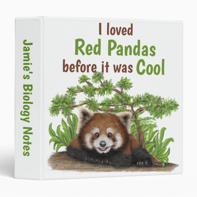 Classeur Adorable J'Aimais Panda Rouge Enfants (Devant/Côté)