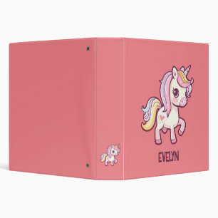 Classeur Adorable Pastel Unicorn avec nom enfant