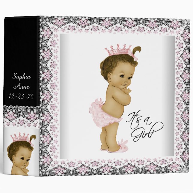 Classeur Adorable Princesse Rose Bébé (Devant/Côté)
