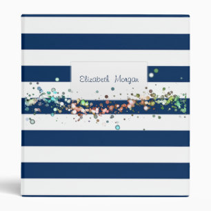 Classeur Adorable rayures bleu marine personnalisées avec d