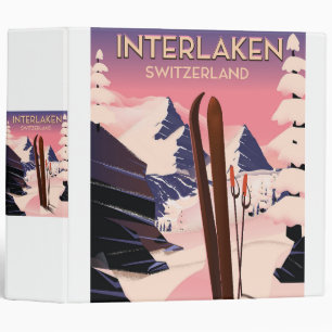 Classeur Affiche de voyage de ski à Interlaken en Suisse.