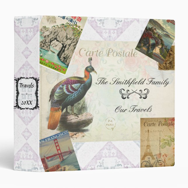 Classeur Affiches de voyage vintage Album de vacances (Devant/Côté)
