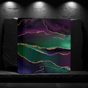 Classeur Agate attrayante   Joyau foncé Tone Pierre Or Vein