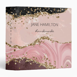 Classeur Agate de Parties scintillant en or rose chic