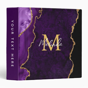 Classeur Agate en marbre violet et or