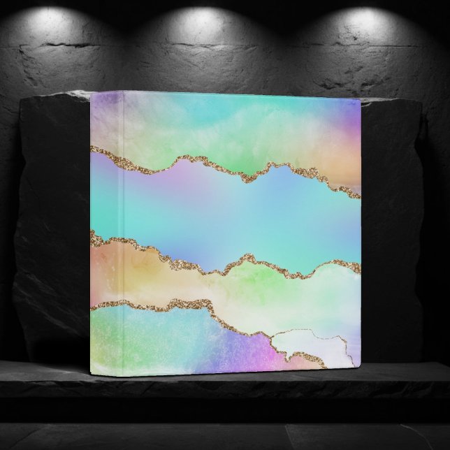 Classeur Agate Holo | Faux Iridescente Pastel Ombre Marble (Créateur téléchargé)