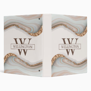Classeur Agate Pierre Marbre Nom du monogramme