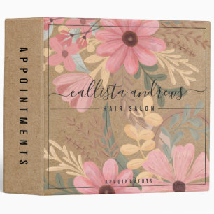Classeur Agenda Kraft Aquarelle Fleurs Roses