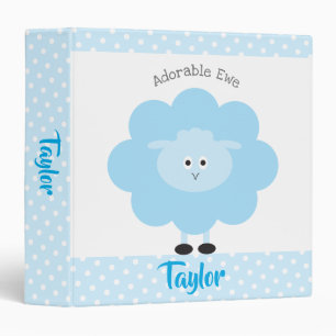 Classeur Agneau Turquoise Adorable Ewe Script Nom École