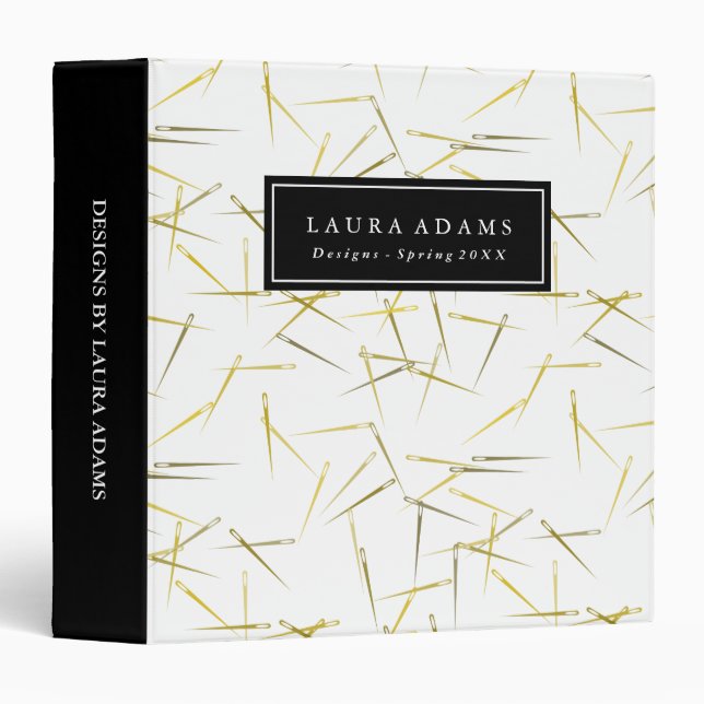 Classeur Aiguilles d'or | Nom personnalisé (Devant/Côté)