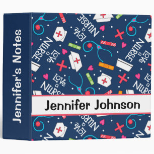 Classeur Aimez un nom de bleu marine d'art d'infirmière