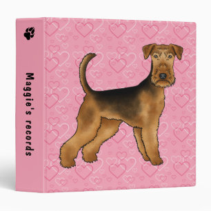 Classeur Airedale Terrier Chien Avec Coeurs Rose Et Texte