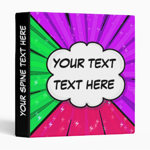 Classeur Ajouter le nom Texte Comique Pop Cartoon violet ro