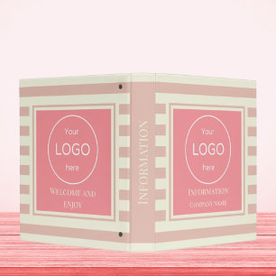 Classeur Ajouter votre logo Société rayée beige rose Classe