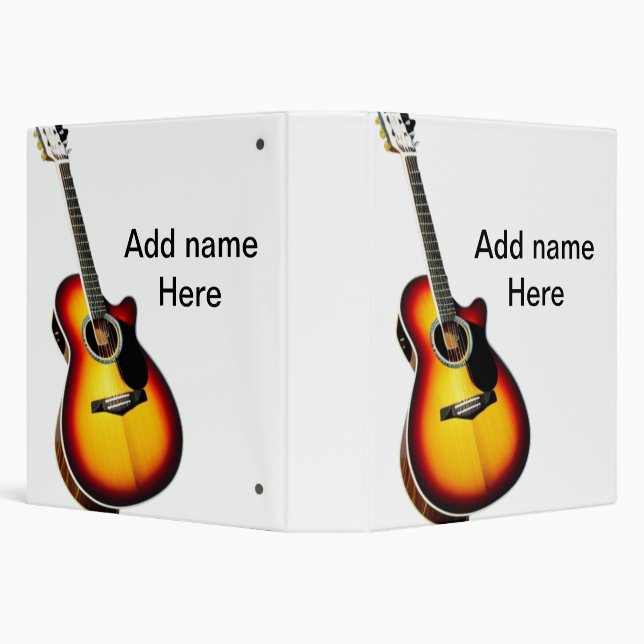 Classeur Ajouter votre nom texte brun acoustique guitare éd (Arrière-plan)