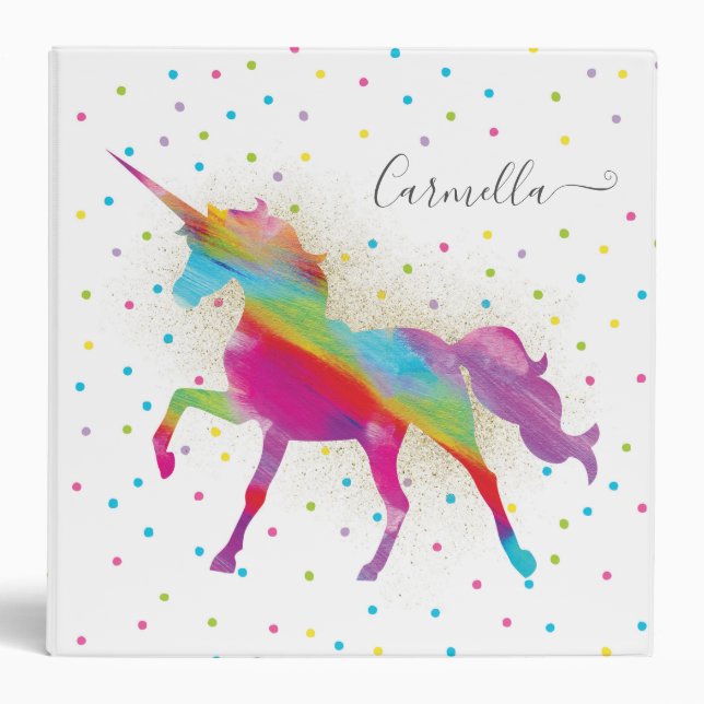 Classeur Ajoutez le nom - invitation de licorne (Devant)
