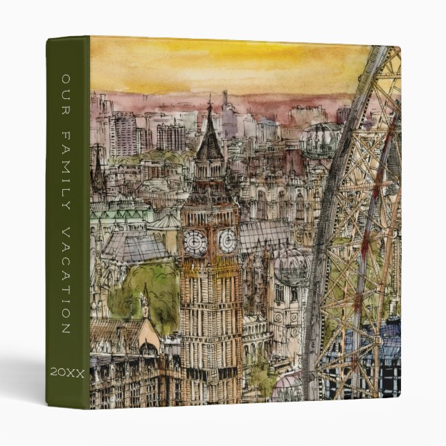 Classeur Ajoutez votre nom | Destinations | Aquarelle Big B (Devant/Côté)