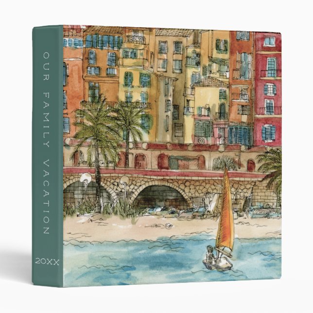 Classeur Ajoutez votre nom | Destinations | Watercolor Beac (Devant/Côté)