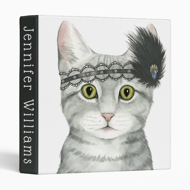 Classeur Ajoutez votre nom | Downton Cat (Devant/Côté)