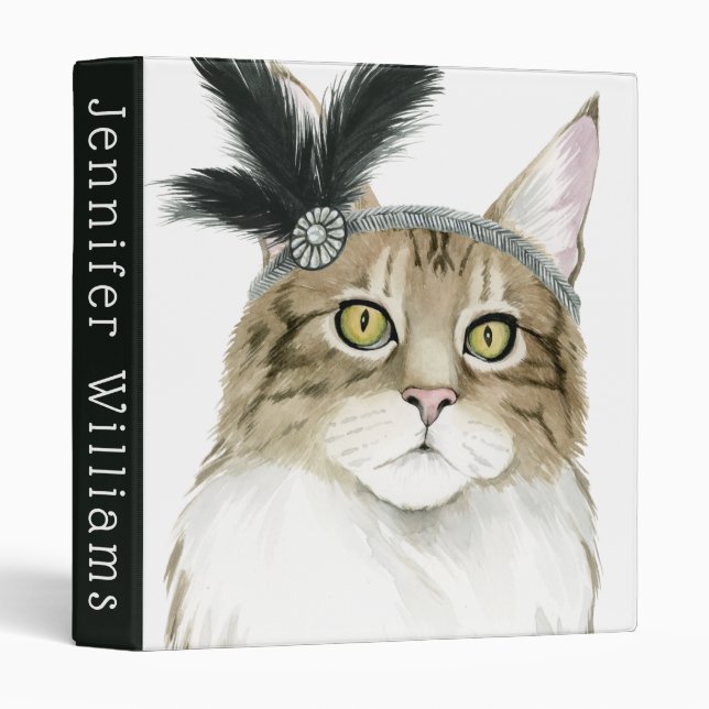 Classeur Ajoutez votre nom | Downton Cat (Devant/Côté)