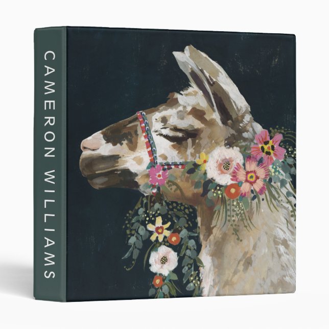 Classeur Ajoutez votre nom | Lovely Llama (Devant/Côté)