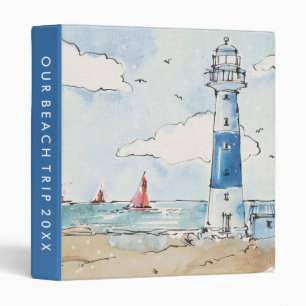 Classeur Ajoutez votre texte phare bleu et blanc de
