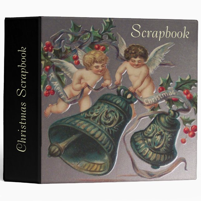 Classeur Album 2" à anges de Noël reliure à anneaux (Devant/Côté)