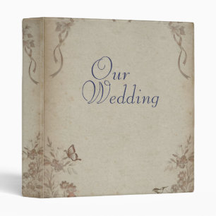 Classeur Album beige floral vintage de mariage