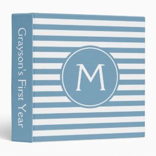 Classeur Album bleu et blanc de la Caroline de rayure de