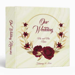 Classeur album chic burgundy floral or wreath marble