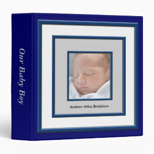 Classeur Album de bébé garçon avec cadre photo bleu marine