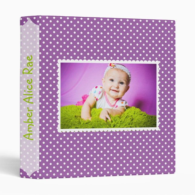 Classeur Album de bébé Polka Dot Purple (Devant/Côté)