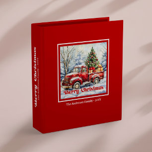 Classeur Album de famille de scène de Noël avec camion roug
