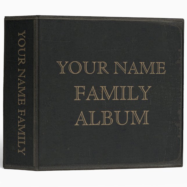 Classeur Album de famille d'impression en cuir foncé (Devant/Côté)