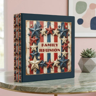 Classeur Album de famille vintage étoiles et bandes rouge b