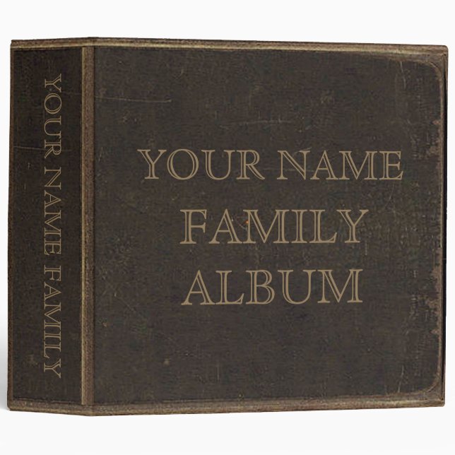 Classeur Album de la famille d'impression en cuir Brown (Devant/Côté)
