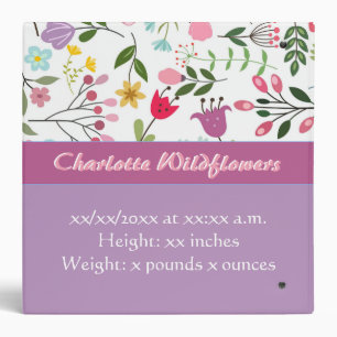 Classeur Album de la première année du bébé Floral pourpre