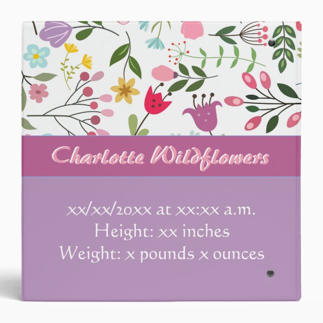 Classeur Album de la première année du bébé Floral pourpre  (Dos)