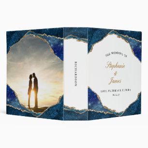 Classeur Album de mariage à l'aquarelle Agate feuille d'or