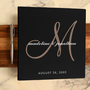 Classeur Album de mariage à monogramme élégant en écriture 