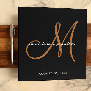 Classeur Album de mariage à monogramme en écriture Black Am