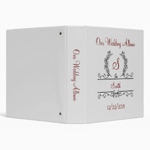 Classeur Album de mariage à monogramme famille nom rouge no