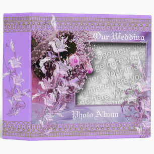 Classeur Album de mariage à reliure avec cadre floral mauve