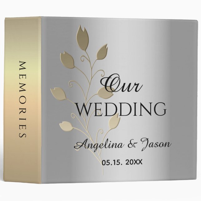 Classeur Album De Mariage Argent Et Or (Devant/Côté)