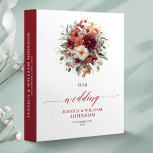 Classeur Album de mariage automnal Floral Bourgogne Or Euca