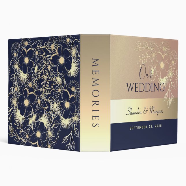 Classeur Album de mariage bleu marine et Rose d'or (Arrière-plan)